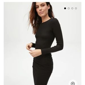 Michael stars long sleeve, short black dress with ruched sides